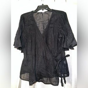 Old navy black Linen side tie blouse